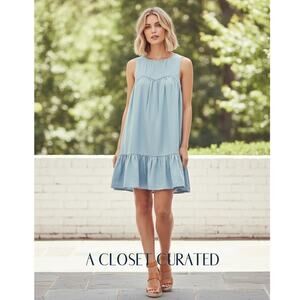 Paper London Tiered Ruffle Mini Dress 0 Blue